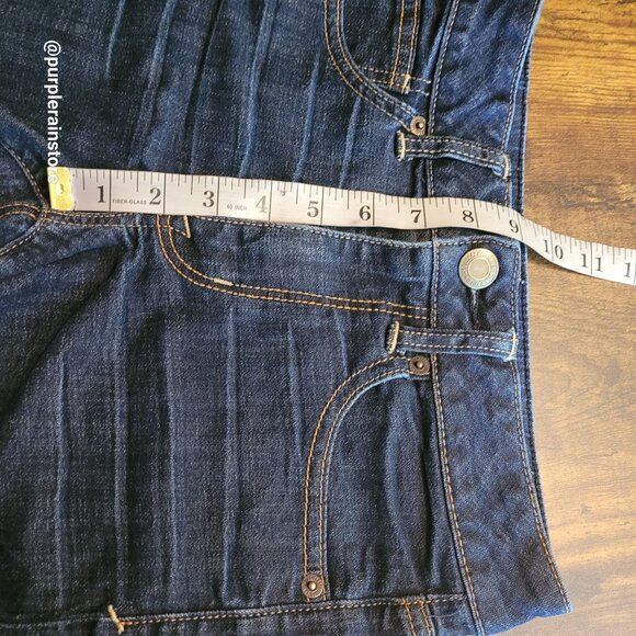 American Eagle Cut Off Shorts Size 4 Mid Rise Dark Wash Super Stretch Denim - Picture 8 of 11